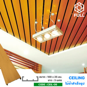 แผ่นไม้เทียมฝ้าเพดาน ไม้ผนังสังเคราะห์ ลายไม้ Natural Wood Interior Decorative Ceiling WPC FULL-CEIL-09